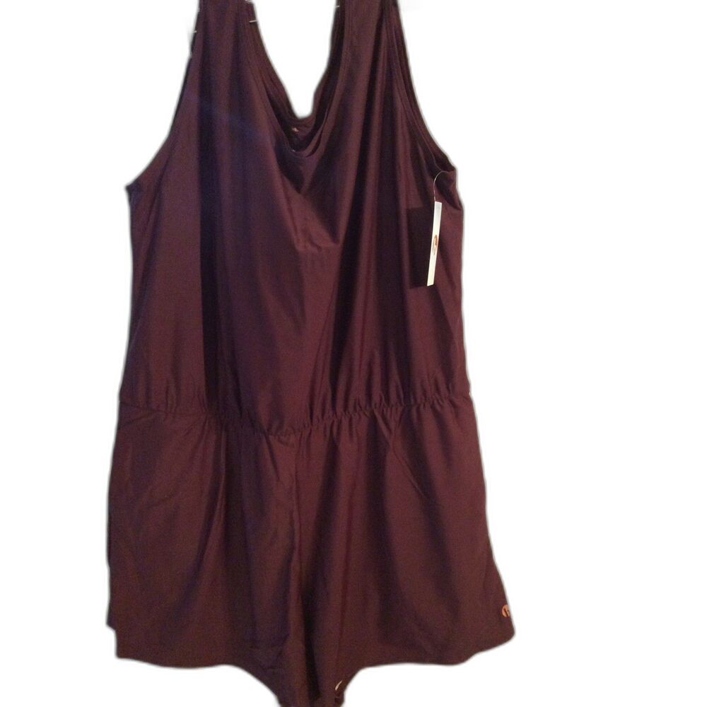 New NWT Honey Mark Romper Swim Deep Berry Sage Gorpcore Modest 3X